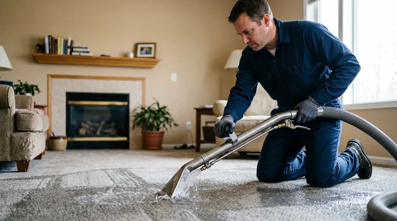 Water damage restoration technician working near Fox River Grove, IL